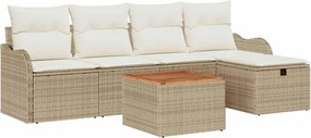 vidaXL Set de canapele pentru grădină cu pernă 6 pcs Bej Rattan poli