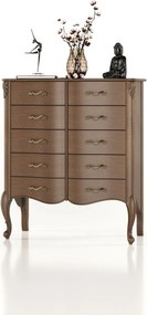 Bufet lemn masiv Celisea 10 Sertare, 101,5 × 49 × 118 cm - Ivoire