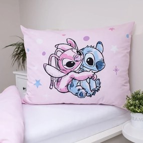 Lenjerie de pat pentru copii roz din bumbac pentru pat de o persoană 140x200 cm Lilo a Stitch "Universe" – Jerry Fabrics