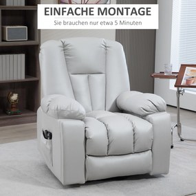 HOMCOM Fotoliu de masaj Relaxsessel seniorensessel, telecomandă, buzunare laterale, 94 cm x 96 cm x 106 cm, Gri | Aosom Romania