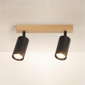 Brilagi - Spot aplicat SELE 2xGU10/30W/230V negru/decor stejar