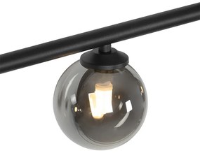 Lampă modernă cu pandantiv neagră 100 cm 5 lumini cu sticlă fumurie - Atena