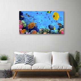 Tablou pe panza canvas Coral Reef subacvatice de pește Natura Albastru Galben Multi