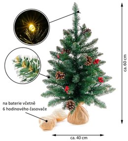 Pom de Crăciun cu luminițe - 60 cm, 30 LED-uri