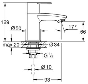 GROHE 23039002 - Baterie monocomandă EUROSTYLE COSMOPOLITAN, mărime XS, crom