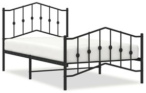 373801 vidaXL Cadru pat metalic cu tăblii de cap/picioare  negru, 100x190 cm