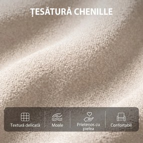 HOMCOM Fotoliu Masaj Reclinabil Manual 160°, Chenille, Suport Picioare, Telecomandă, Buzunare, Crem | Aosom Romania