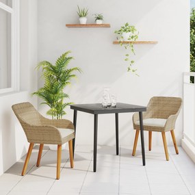 vidaXL Set de mese pentru grădină cu 3 piese Bej din ratan poli