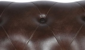 Canapea vintage 3 locuri din piele naturală maro închis, „Chesterfield"