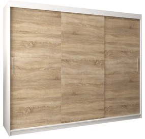 Dulap de haine 250 cm Toki (alb mat + stejar sonoma). 1064862