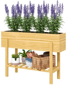 Outsunny Jardiniere pe picioare, gradina inalta pe picioare cu 2 gauri de drenaj din lemn 100 x 30 x 70,5 cm lemn natural | Aosom Romania