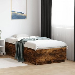 vidaXL Cadru de pat, stejar fumuriu, 90x190 cm, lemn prelucrat