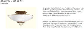 Plafoniera din alama cu sticla Murano Country 49,5cm