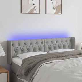 3123578 vidaXL Tăblie de pat cu LED, gri deschis, 163x16x78/88 cm, textil