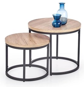 Set de 2 mese de cafea JENO, stejar/negru