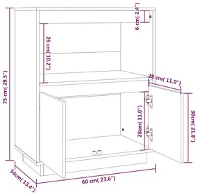 Servanta, gri, 60x34x75 cm, lemn masiv de pin 1, Gri