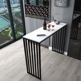 Masa bucatarie, tip bar, culoare alb si negru,120 cm