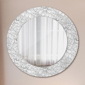 Oglinda rotunda rama cu imprimeu Flori lotos