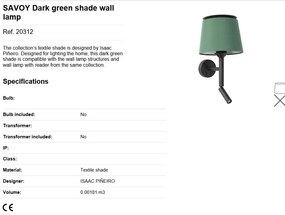 Aplica de perete moderna design elegant SAVOY negru/verde