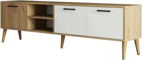 Comoda TV EXXEN-1585, stejar/alb, PAL melaminat, 180x35x53 cm