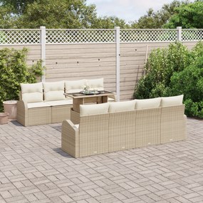 vidaXL Set de canapele pentru grădină cu pernă 7 pcs Bej Rattan poli