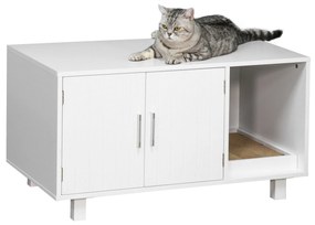 PawHut mobilier pentru pisici, 2 usi, 91x52x50.5 cm, alb | AOSOM RO