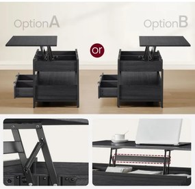 Măsuță de cafea NYRO cu blat rabatabil, neagră