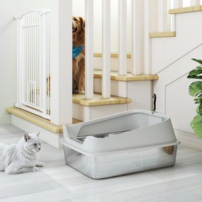 PawHut Arenero pentru Pisici din Oțel Inoxidabil XXL cu Margini Înalte Lopată Ușor de Curățat Test de Scurgeri 70x50x30 cm Gri | Aosom Romania