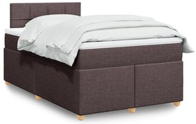 vidaXL Pat box spring cu saltea, maro închis, 120x200 cm, textil