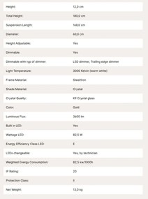 Lustra LED suspendata cu cristal K9 design lux MOON 12L