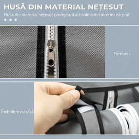 HOMCOM Dulap Economisire Spațiu cu Bază Înalțată, 8 Rafturi și 2 Bare, din Material Netesut și Oțel, Gri Deschis | Aosom Romania