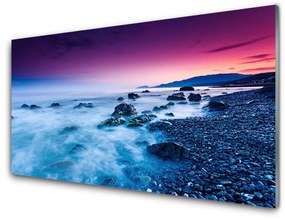 Tablouri acrilice Ocean Beach Peisaj violet roz albastru
