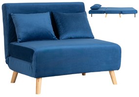 JAKS Fotoliu extensibil Marry 2 velur albastru închis
