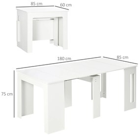 Masa de sufragerie HOMCOM pliabila max 6 persoane, alb | Aosom RO