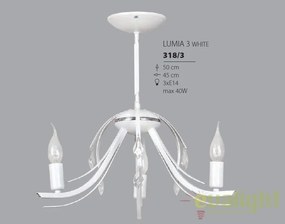 Candelabru alb cu 3 brate, LUMIA 3 WHITE 317/3 EMB