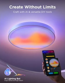 Govee - Plafonieră LED RGBICWW reglabilă, 55W, 230V, Ø 53 cm, Matter, Wi-Fi