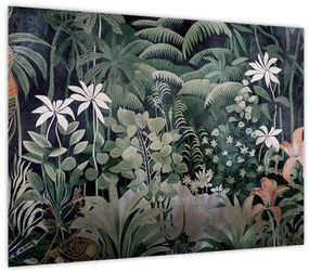 Tablou pe sticlă - Model de junglă pictat (70x50 cm)