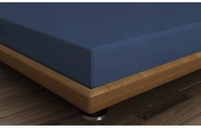 Cearceaf albastru închis din bumbac cu elastic 140x200 cm – Mijolnir