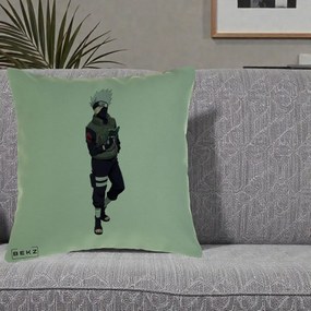 Perna Personalizata Naruto Kakashi Hatake Portret Complet, 40x40 cm, Verde, Husa Detasabila, Perna Inclusa, BEKZ®