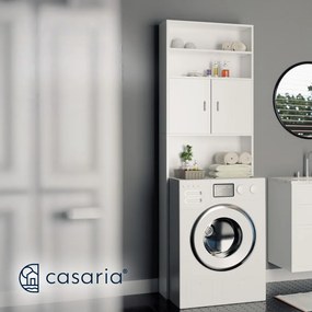 Dulap înalt deasupra mașinii de spălat SILKE, 185×63×20cm, alb Casaria