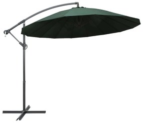 Umbrela de soare suspendata, verde, 3 m, stalp de aluminiu