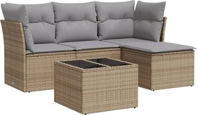 vidaXL Set canapele de grădină cu perne, 5 piese, bej, poliratan