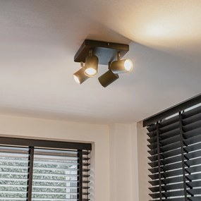 Plafonieră modernă neagră cu 4 lumini, pătrată, reglabilă - Jeana