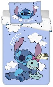Lenjerie de pat pentru copii albastră din bumbac pentru pătuț 100x135 cm Lilo & Stitch "Clouds" – Jerry Fabrics