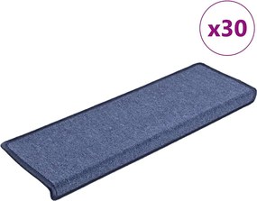 vidaXL Covorașe pentru scări, 30 buc., 65x21x4 cm, margini dreptunghiulare albastre