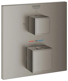 Baterie dus incastrata Grohtherm Cube 2 iesiri termostatata antracit periat Hard Graphite fara corp ingropat