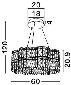 Lustra suspendata LED crom, cristale sticla NUVIA 60cm