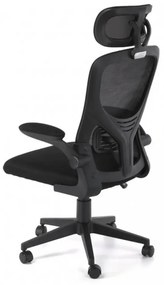 Scaun de birou ergonomic cu suport lombar si tetiera, negru
