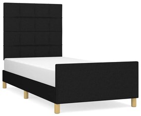 3125019 vidaXL Cadru de pat cu tăblie, negru, 90x190 cm, textil