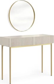 Masa de toaletă cu oglindă aurie Nicole 60 cm - cașmir / picioare aurii